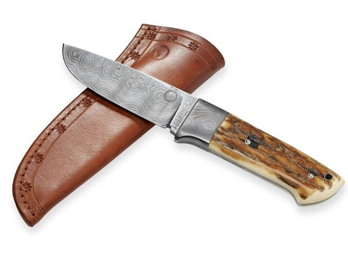 Gaston J. Glock - Glock 35.40 Caliber Balbach Damascus Knife, Brown Mammoth Molar Rind Handle