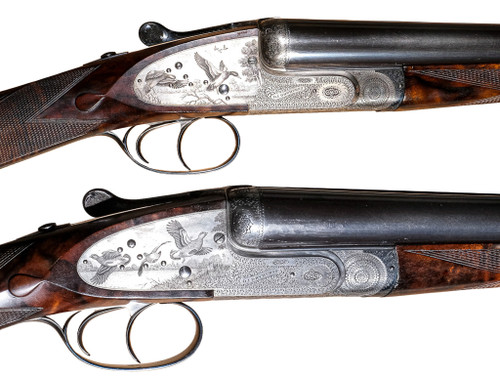 D.J. Dryhurst - Self-Opening, SxS, Brown Brothers Engraved, Matched Pair, 12ga. 28" Chopper Lump Barrels.  #94013/94014