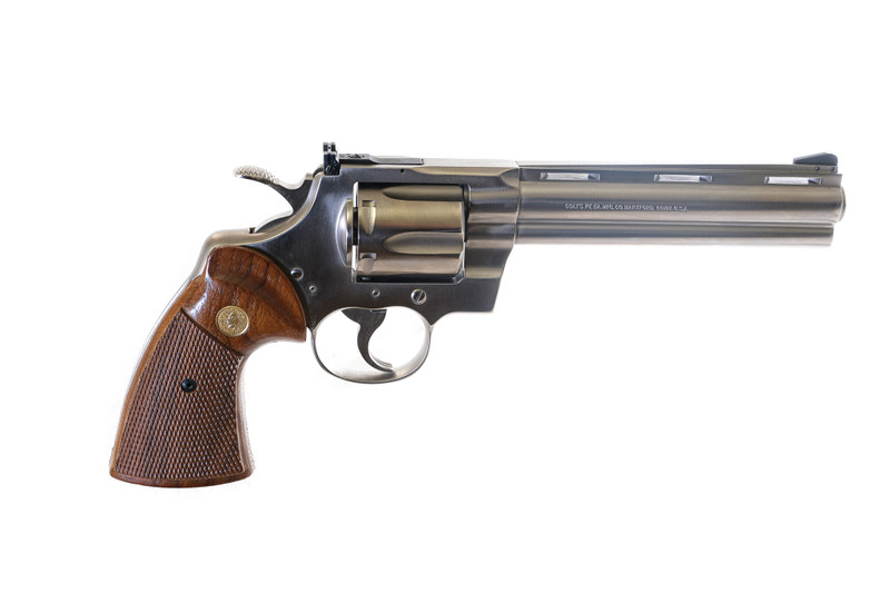 Colt - Python, RARE Electroless Nickel Finish, .357 Magnum. 6" Ventilated Rib Barrel.  #80846