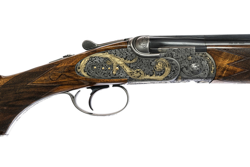 Christian Hunter - O/U Sidelock, Platinum Ornamental Gold, .410ga. 30" Barrels Choked F/F. #73745