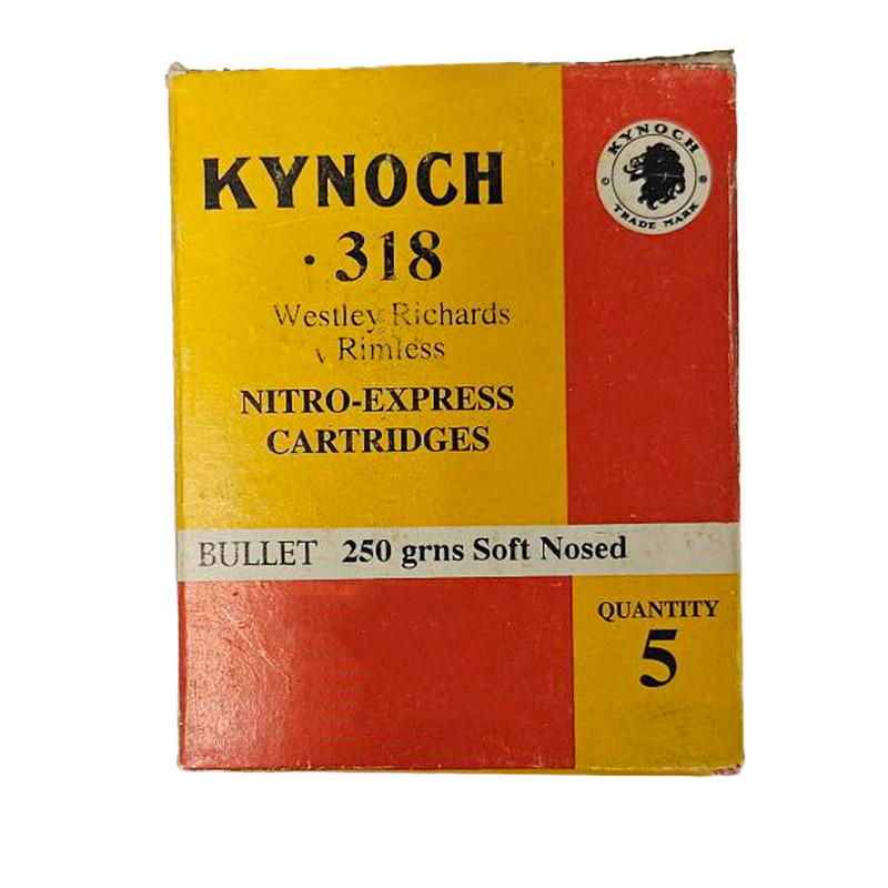 Kynoch .318 Westley Richards Rimless - Nitro Express Cartridges - 250 Grain Soft Nosed - 5 Count