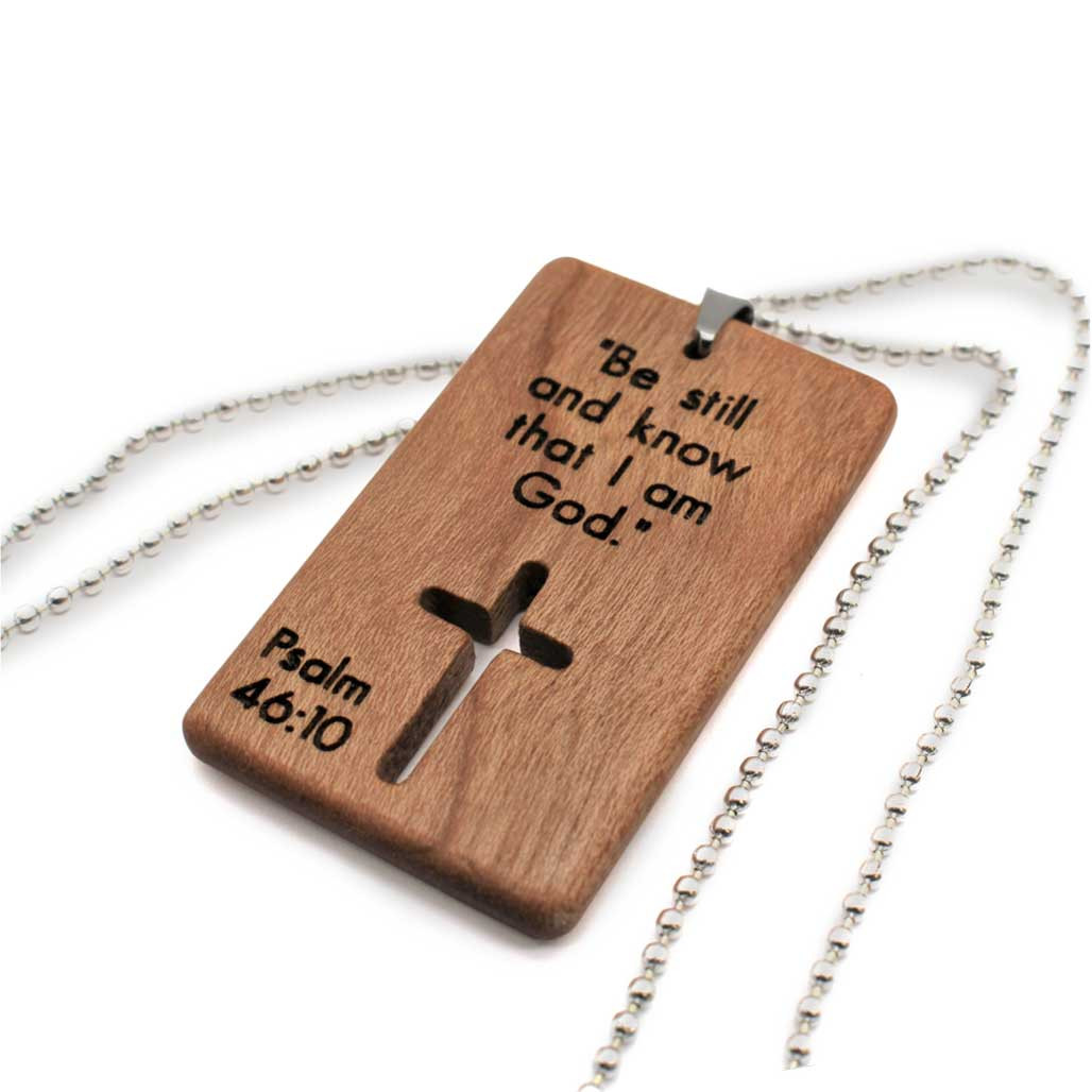 Cherry Hardwood / Dog Tag Necklace 