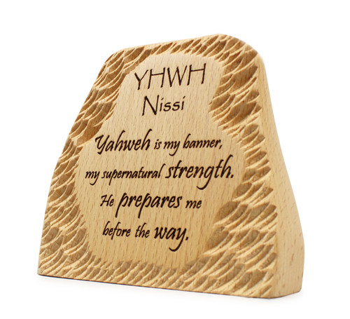 YHWH Nissi Hand-Carved Bible Verse Plaque