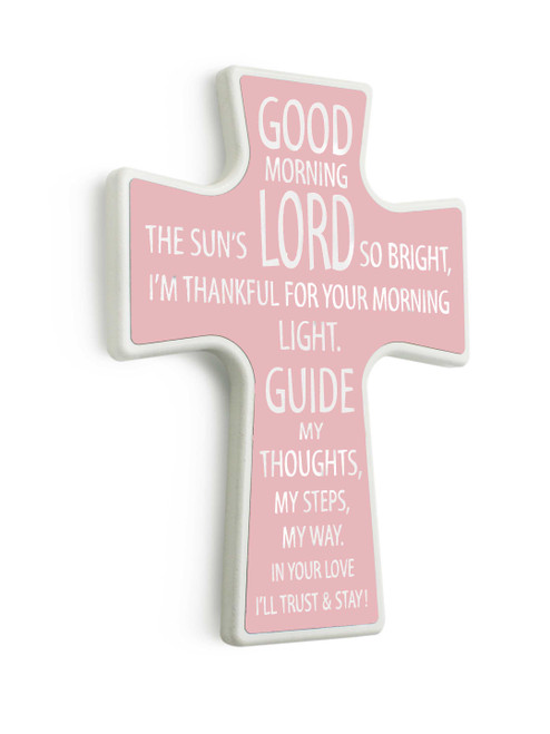 Wall Art Children's Prayer Cross with a Morning Prayer / Rosy Blush Pink Color