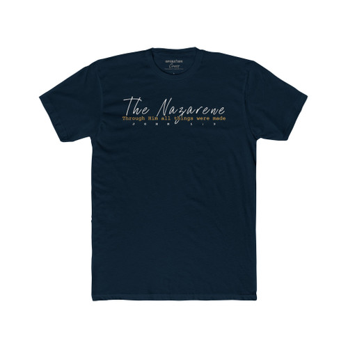 "The Nazarene" John 1:3 Christian T-Shirt – Faith-Based Unisex Athletic Fit Tee in Midnight Navy