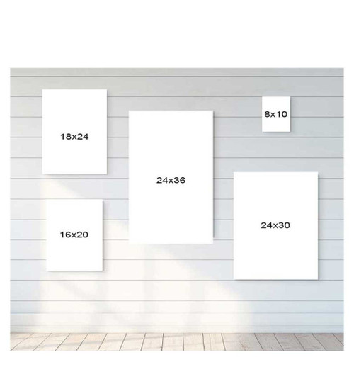 Unframed Christian wall art and Bible verse print mockup showing multiple available sizes for Operation Cross USA Scripture prints