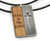 Unisex Pewter Dog Tag Necklace with Antique Finish, Cherry Wood insert, and "Hail to the King" engraving.