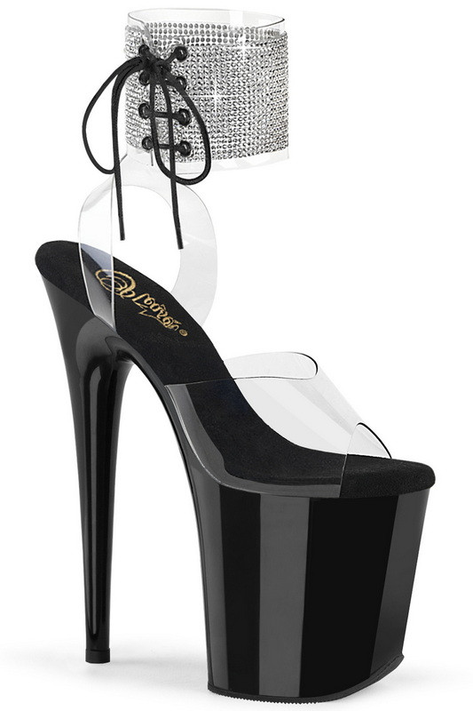 Black Ankle Strap Stilettos Round Sexy High Heels Sandals