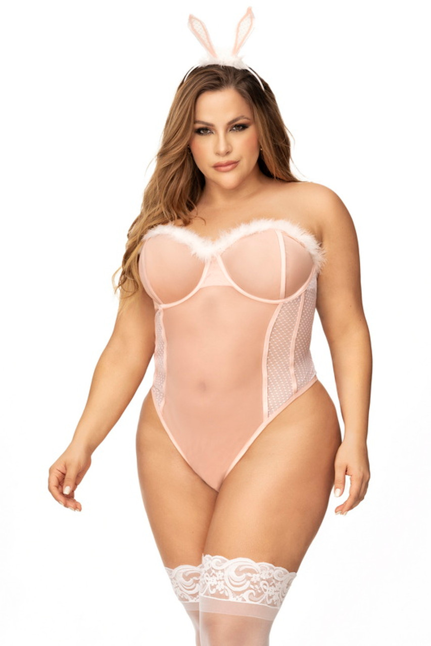 Plus Size Playful Nude Sexy Bunny Bedroom Costume Spicy Lingerie 