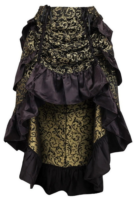 Silver/Black Brocade Adjustable High Low Bustle Skirt
