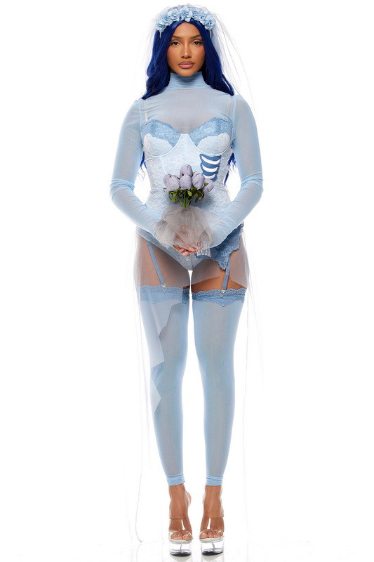 sexy character lingerie Sexy Ghost Lingerie Halloween Costume Irregular Dress with Stockings and  Ears main image 1
