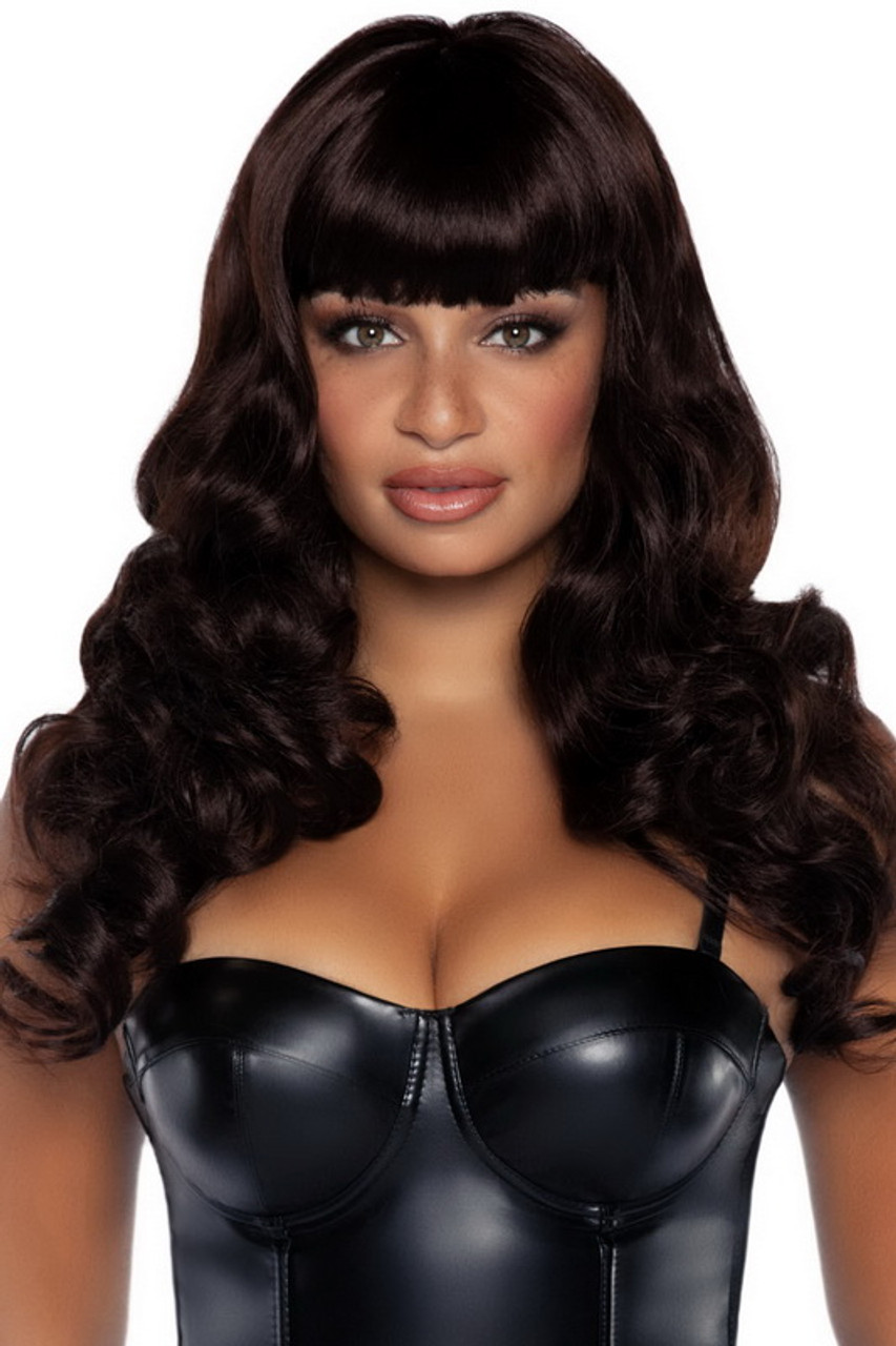 Brown Misfit Long Wavy Bang Wig Spicy Lingerie 