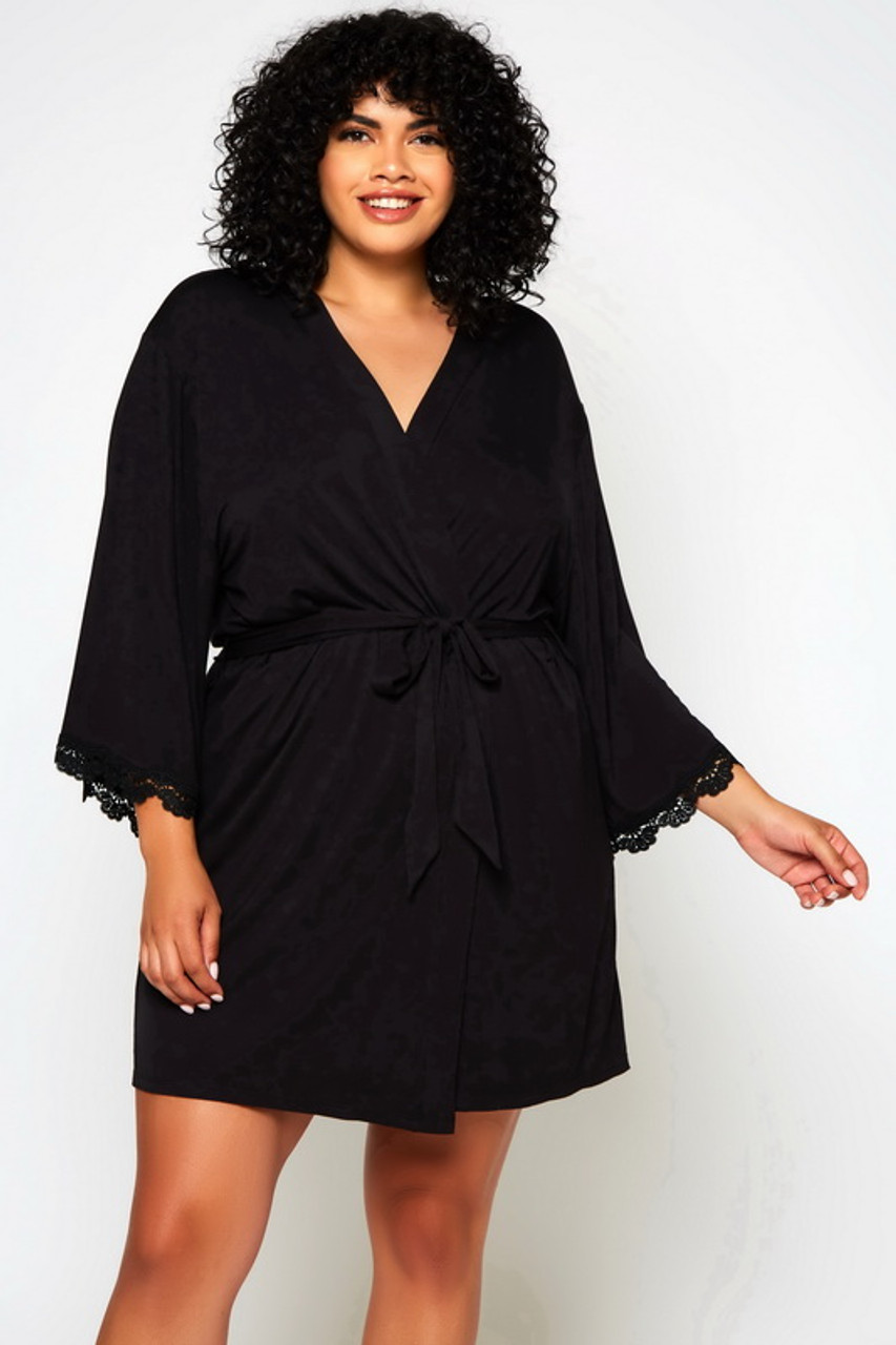 Plus Size Long May You Reign Black Robe- Spicy Lingerie
