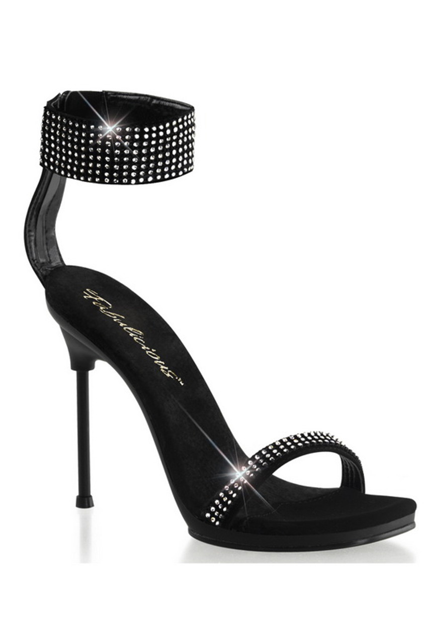 Public Desire Rhinestone Knot Strap heels - Black Patent – Dolls Kill