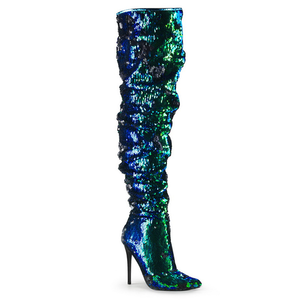Green Iridescent Heel Over-the-Knee Boot Heels - Spicy Lingerie