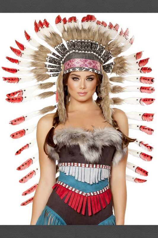 Native American Red Tip Headdress- Spicy Lingerie