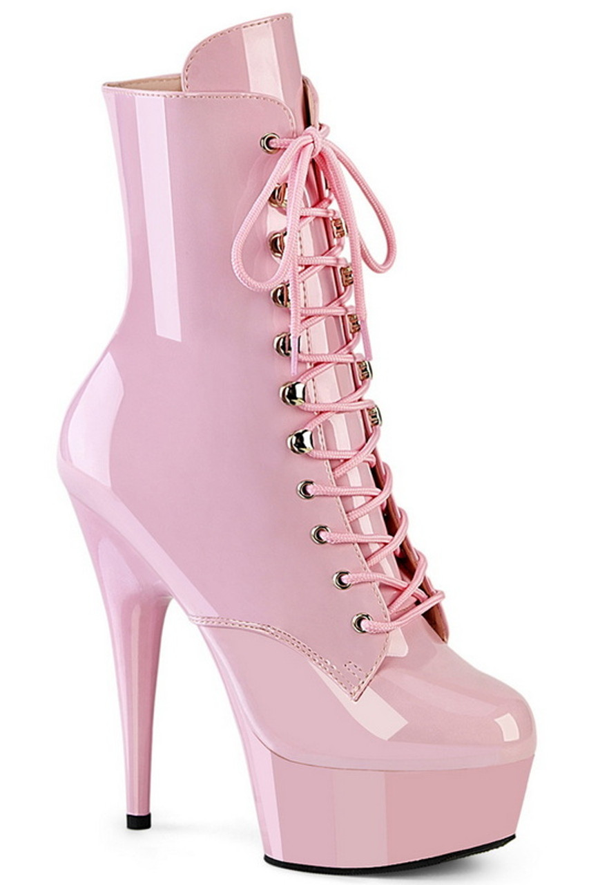 Pastel Pink Ankle Boot Heels With Double Side Zip & Peep Toe | LOVEMYSTYLE  | SilkFred US