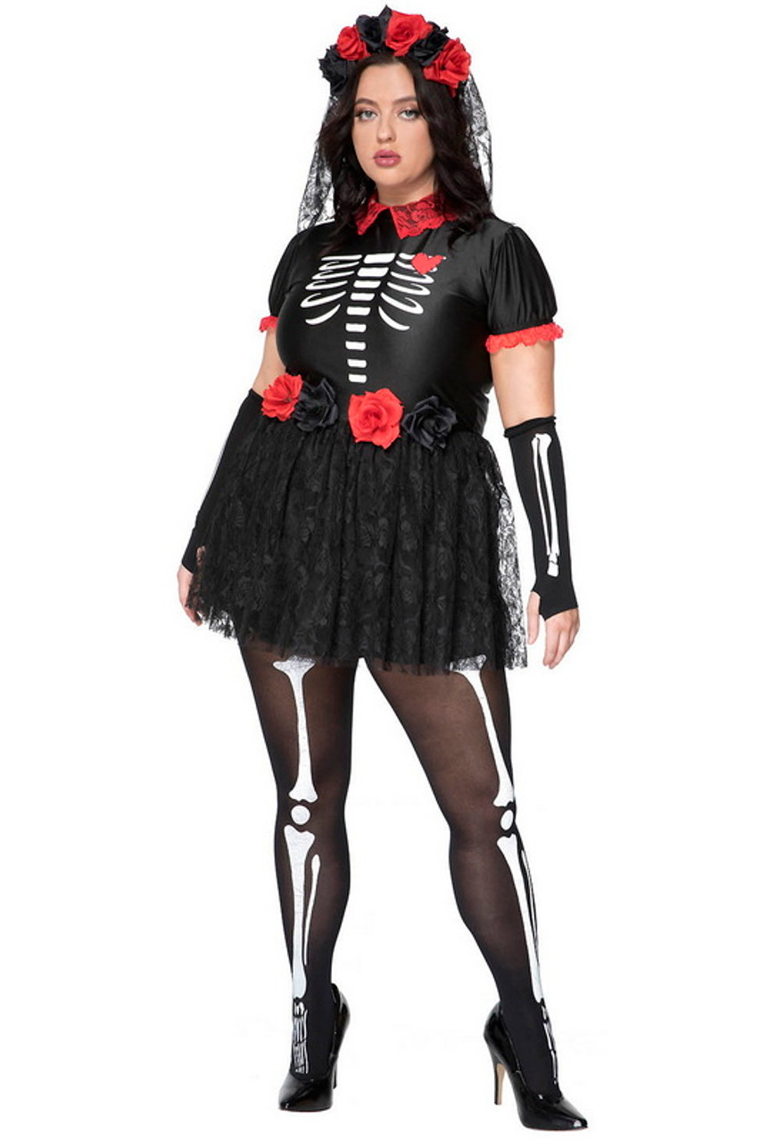 Plus Size Day Of The Dead Holiday Costume - Spicy Lingerie