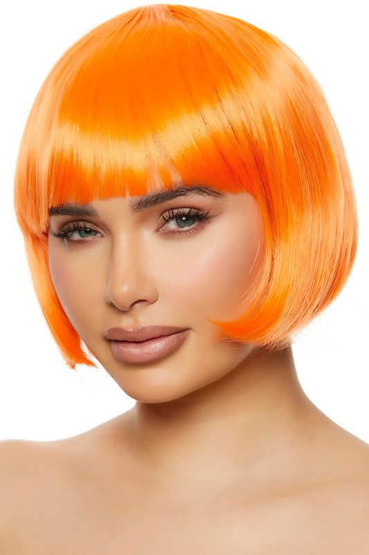 Serene Orange Bob Wig Moment for Mobile