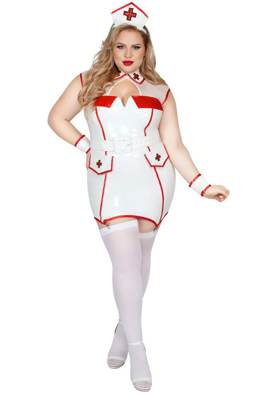 Plus Size Pink Nurse Halloween Costume Spicy Lingerie