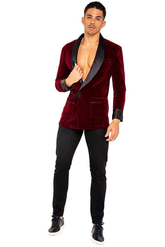 Men's Halloween Arabian Prince Costume Red Velvet Genie Vest Cardigan  Cosplay Fancy Dress up