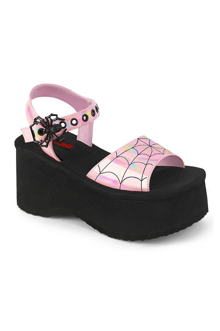 Baby Pink Holo Pat Spider Buckle Platform Sandal