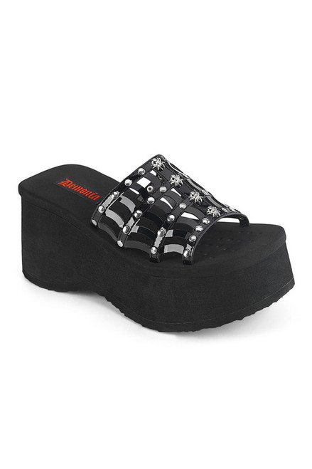 Black Pat Spiderweb Platform Slide