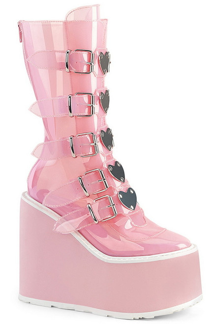 Baby Pink TPU Heart Buckle Mid Calf Boot