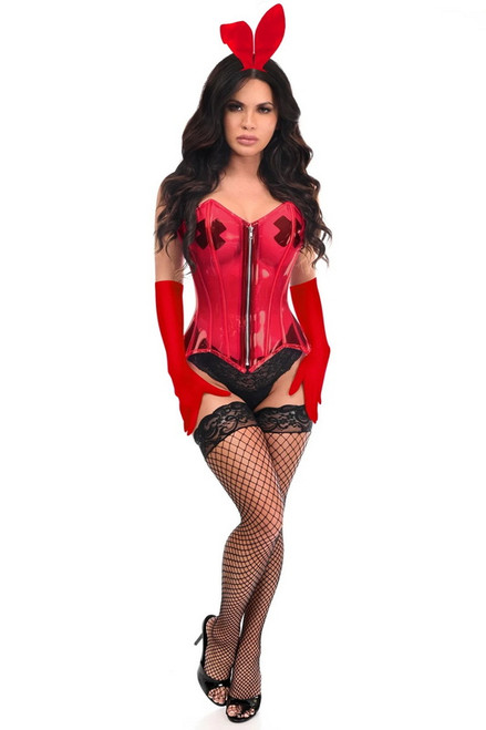 Lavish Clear Red Sexy Bunny Corset Halloween Costume