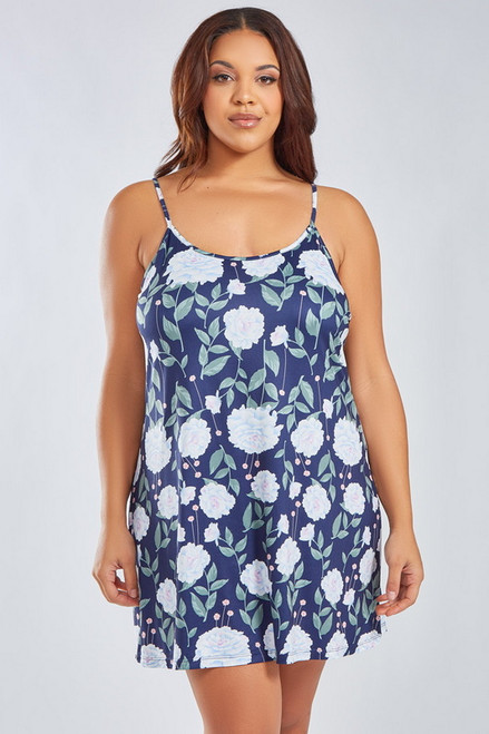 Plus Size Sleeveless Floral Chemise - Spicy Lingerie