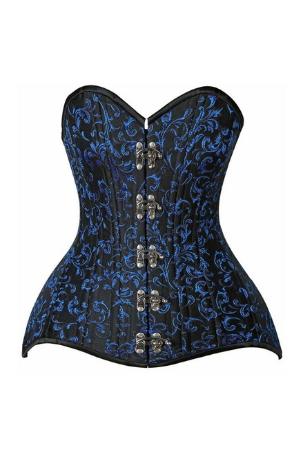 Plus Size Black & Blue Top Drawer CURVY Brocade Over Bust Corset