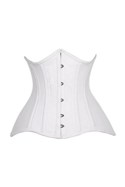 Plus Size Top Drawer CURVY White Cotton Double Steel Boned Underbust Waist Cincher Corset