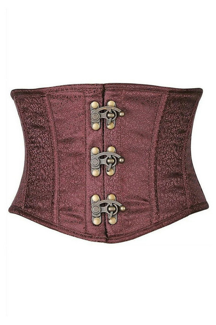 Plus Size Top Drawer Brown Brocade Steel Boned Mini Cincher