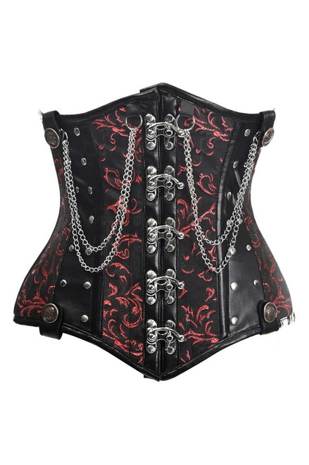 Top Drawer Red & Black Chains & Clasps Underbust Corset