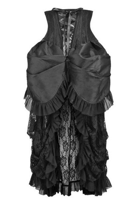 Plus Size Top Drawer Steel Boned Black Lace Victorian Bustle Underbust Corset Dress