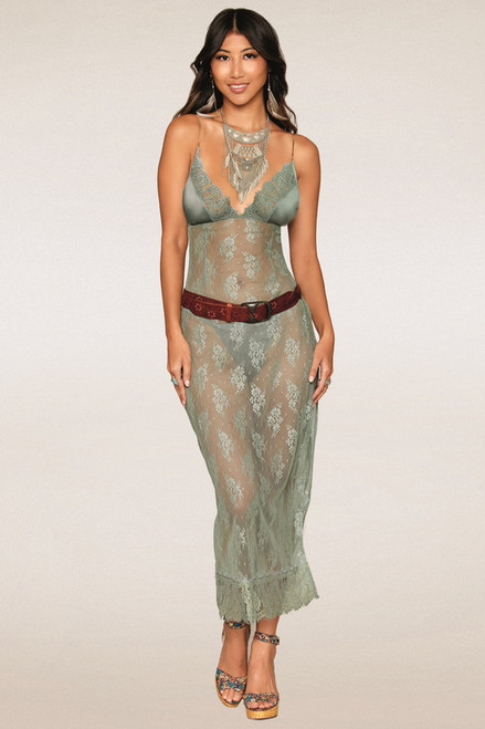 Madeline Satin & Lace Chemise & G-string Set