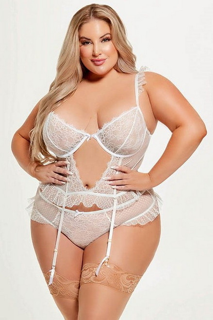 Plus Size White Portia Bustier Set