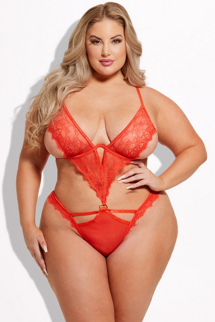 Plus Size Grenadine Nadia Split Crotch Lingerie Teddy