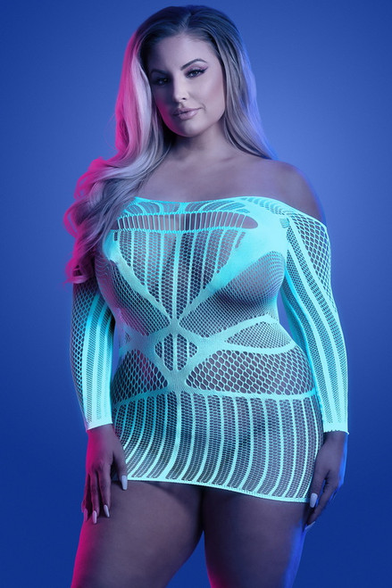 Plus Size Blue Ascension Long Sleeve Lingerie Chemise