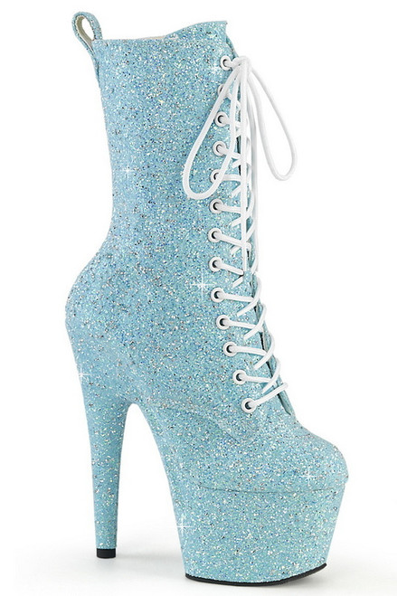 Baby Blue 7" Glitter Lace Up Ankle Boot