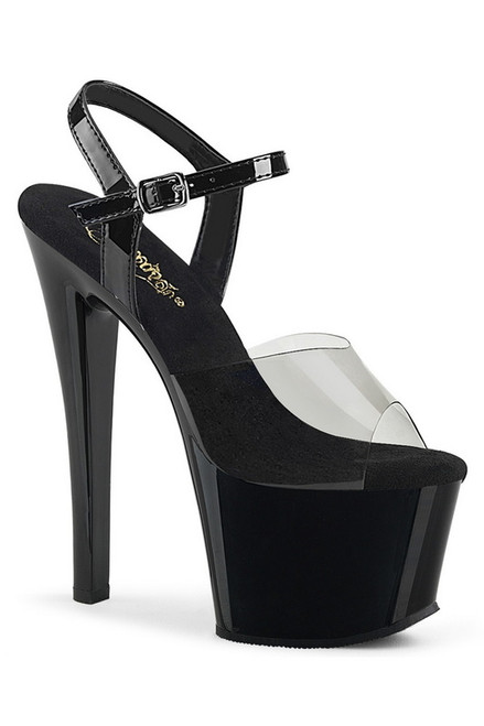 7" Black & Smoke Tinted Ankle Strap Sandal