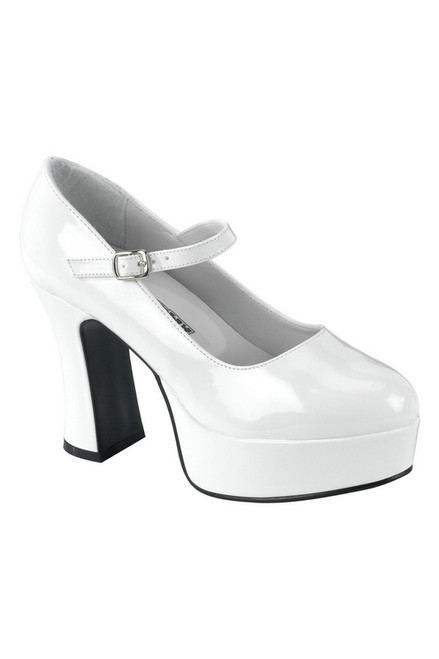 White Patent 4" Maryjane Pumps