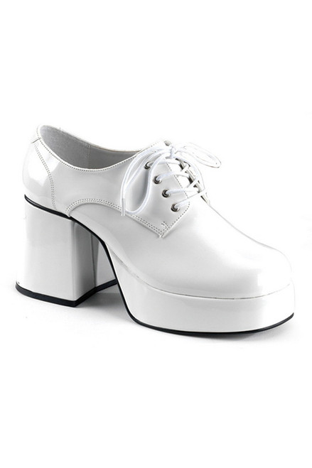 Men's White Patent 3 1/2" Disco Shoes