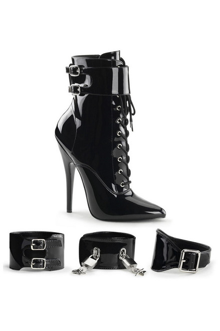 Black Patent 6" Interchangeable Ankle Cuff Boots