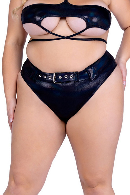 Plus Size Igniting Iridescent Black High-Waisted Bottoms