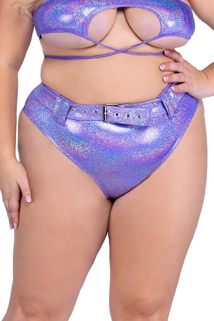 Plus Size Igniting Iridescent Lavender High-Waisted Bottoms