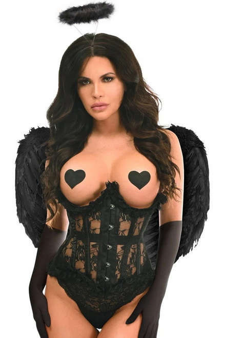 Plus Size Top Drawer Black Lace Dark Angel Corset Costume