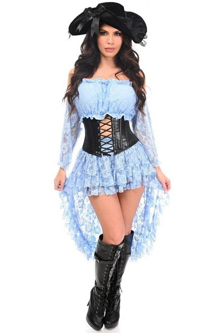 Plus Size Top Drawer Light Blue Pirate Corset Halloween Costume