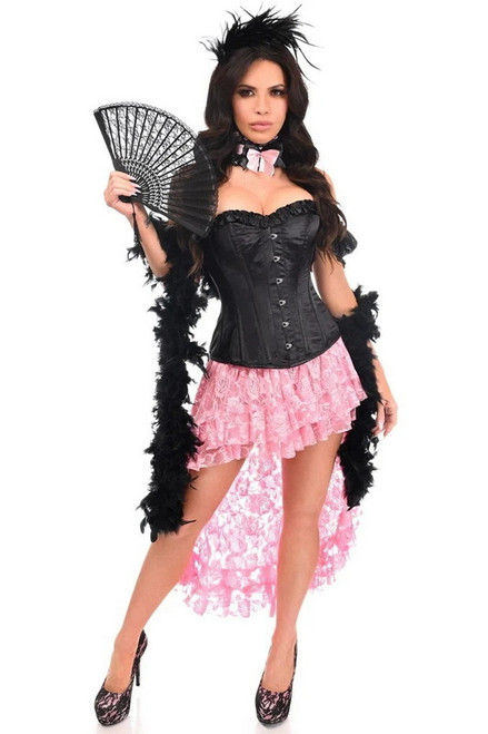 Top Drawer Sexy Saloon Girl Black & Pink Corset Halloween Costume