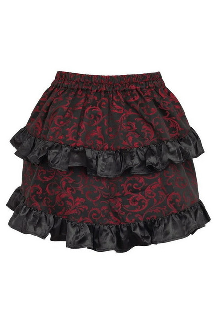Black/White Diamond Print Satin Ruched Bustle Skirt